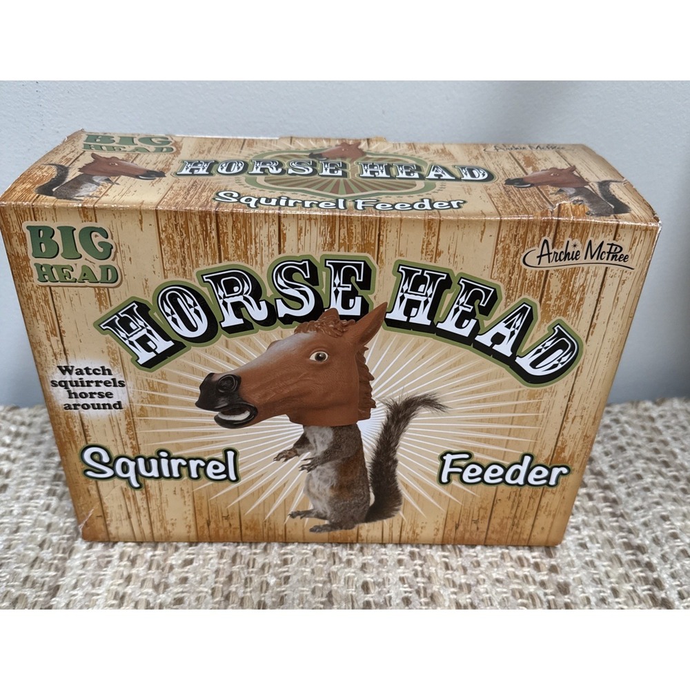 Squirrel Feeder NIB Horse Head Archie McPhee‎ Accoutrements Big Head Animal